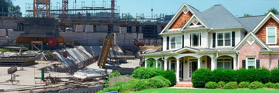 Baustelle und fertiges Einfamilienhaus finanziert mit Baudarlehen